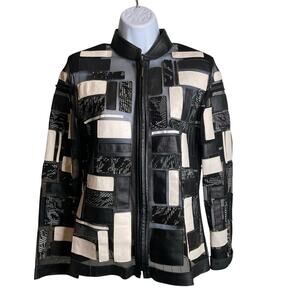 Vintage Stillman Studio Womens Patchwork Leather Jacket Size M Art To Wear￼